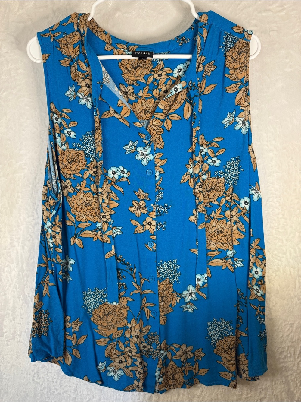 Torrid Blue Floral Button-Front Sleeveless Top 3x